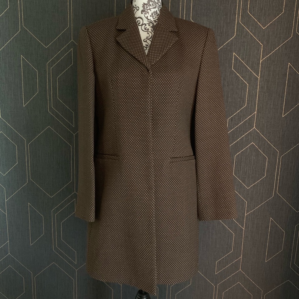 NWOT Sisley Wool Espresso Polkadot Coat (EU42/USM)